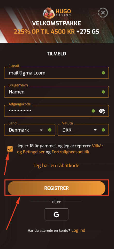 Hugo Casino Indtast din e-mailadresse