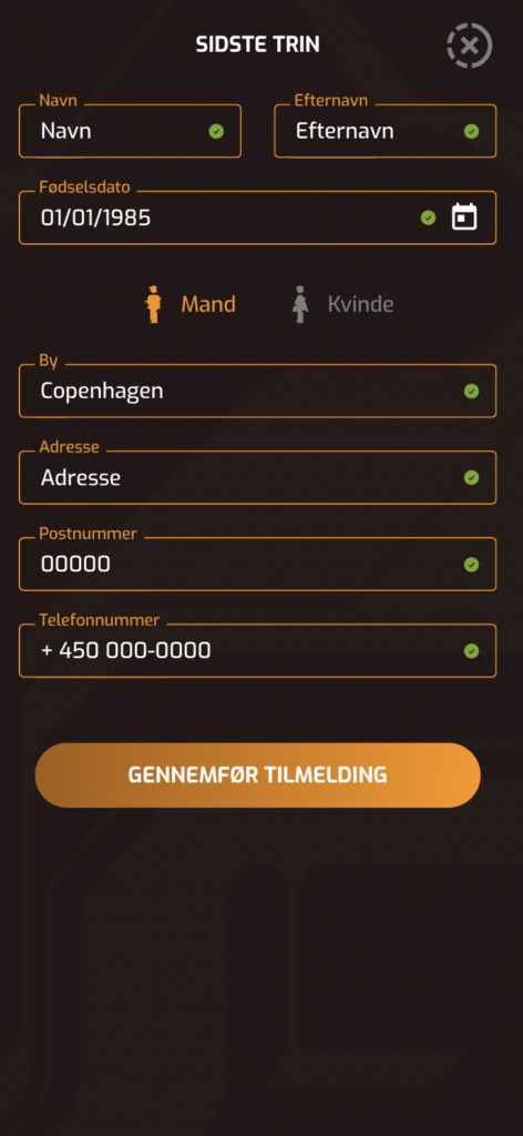 Hugo Casino Udfyld dine personlige oplysninger